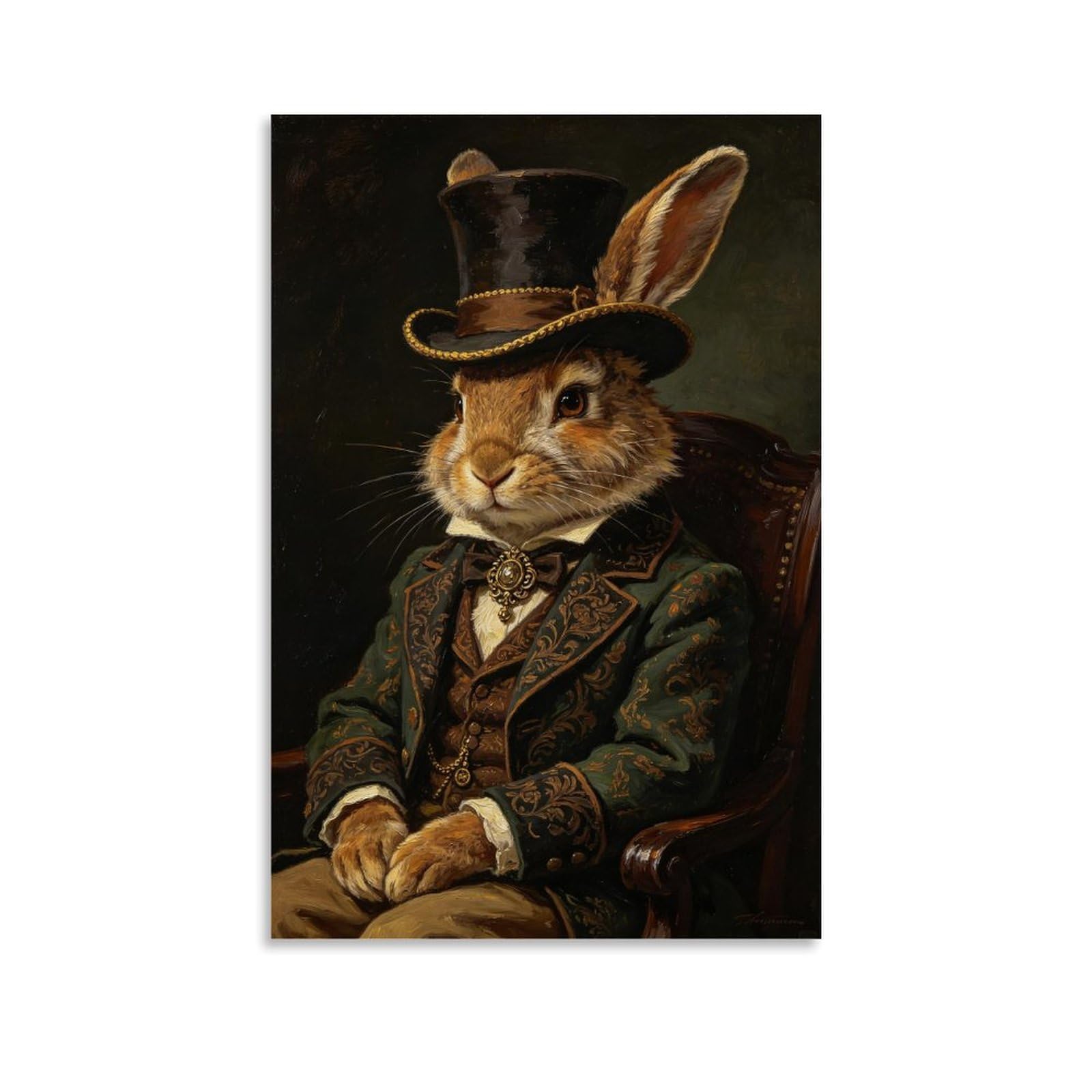 Ldfuieksufg Unframe-Style Victorian Gentleman Rabbit Poster Wall Art Aesthetic Cover Poster Design Painting For Living Room Bed Room 24X36inch(60X90cm)