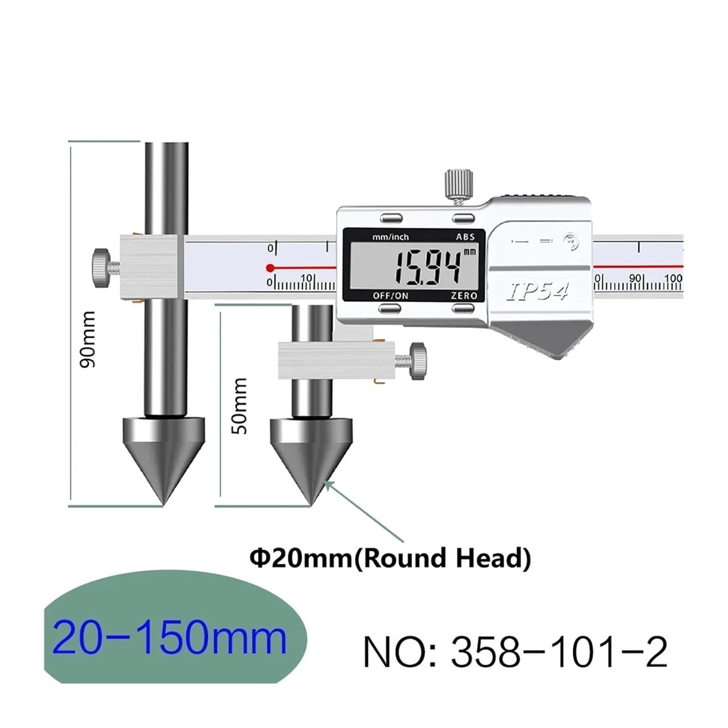 Round Hole Center Distance Digital Caliper 10mm 20mm Cone Measuring Hole Line(20-150mm)