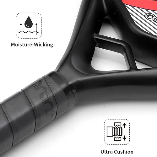 Vista 30 de IANONI Raqueta de pádel Superficie de Fibra de Carbono con Espuma EVA Memory Flex Core Padel Raquetas de Tenis Raqueta de Pádel T-PR8100