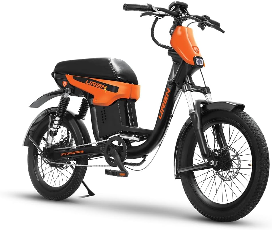 Motovolt URBN E-Moped - Standard | 105 Km Range | 250W 36V BLDC Motor | Removable Battery - 20Ah Lithium-ion | 120 Kg Load Capacity | Spring + Hydraulic Suspension | 20" Tyres | Orange