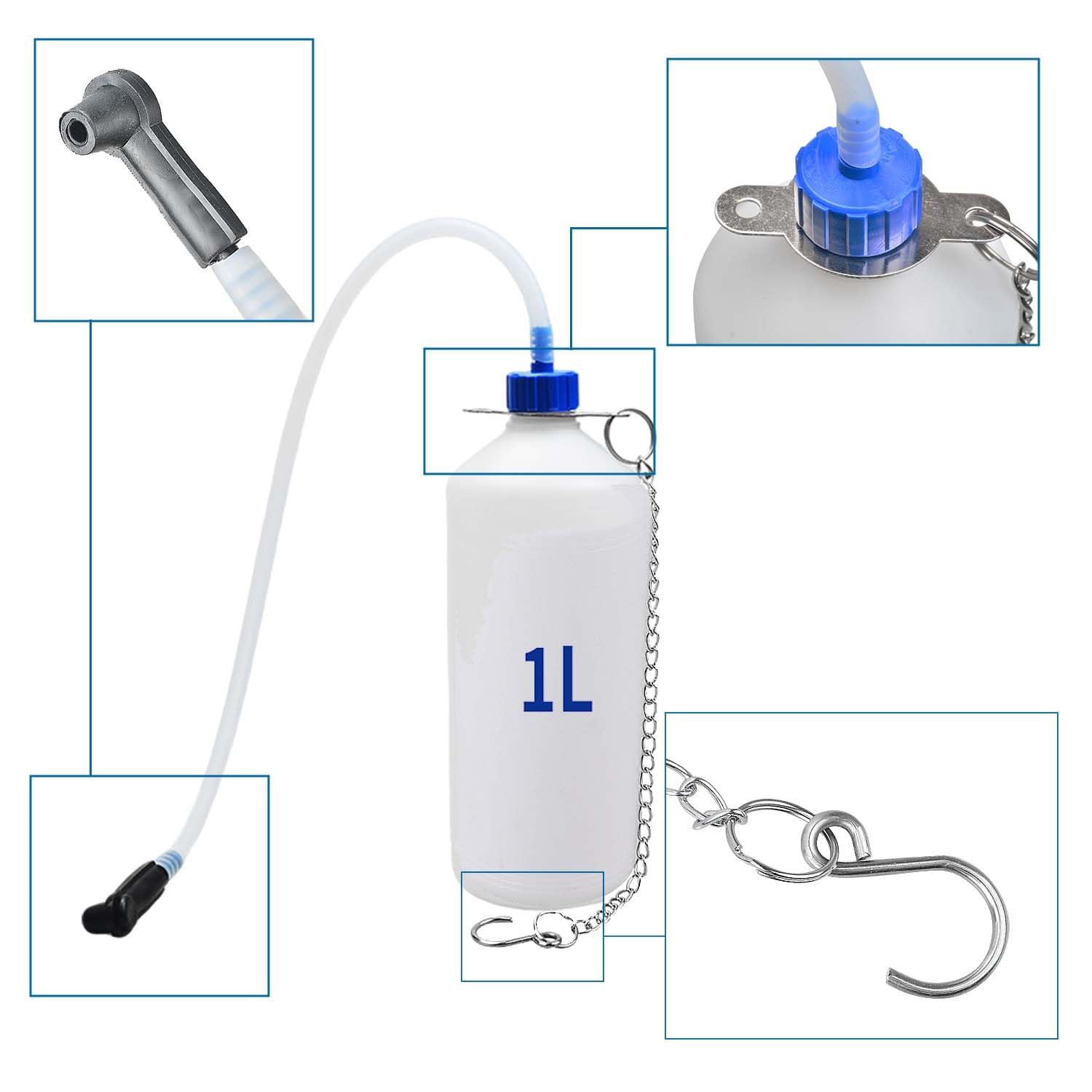 Remvloeistofontluchtingsset, remvloeistofontluchter - 3 liter handmatige vacuümvloeistofontluchter | Professionele remvaatwasser, pneumatische remontluchter voor de meeste
