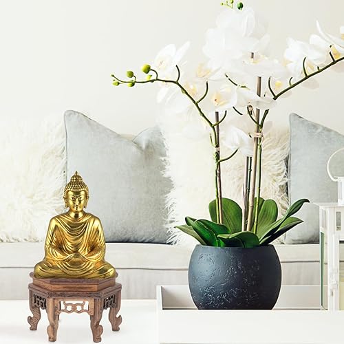 Miniatura 7 de Soporte para plantas pequeñas, soporte de madera para plantas de interior de mediados de siglo, mesa resistente para plantas, soporte redondo para