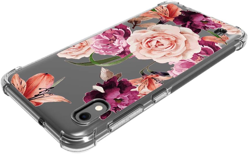 Osophter Compatible with Samsung Galaxy A10 Case, for Galaxy A10 Case FlowerFloral for Girls Women Shock-Absorption Flexible TPU Rubber Soft Silicone for Galaxy A10 (Purple Flower)