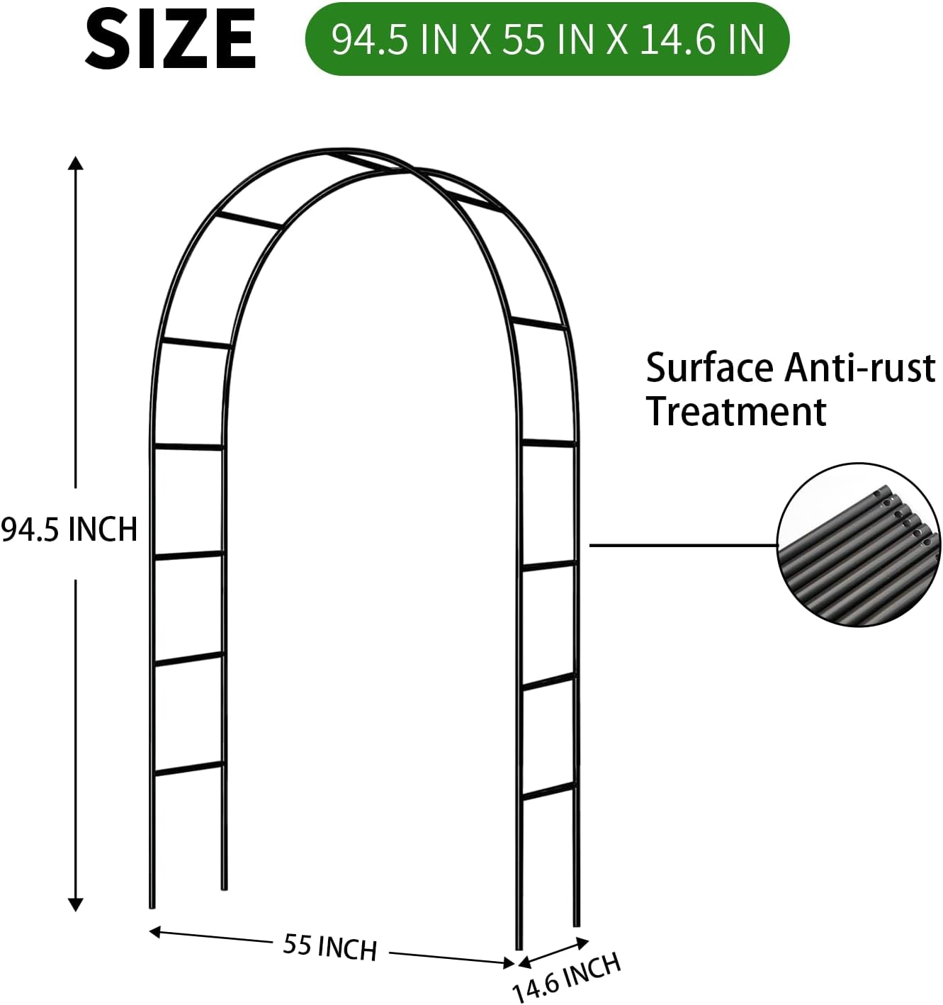 Iron Pergola Arbor Practical, 7.9 Feet High x 4.6 Feet Wide, Assemble Easily for Various Climbing Plant Wedding Garden Arch Bridal Party Decoration Wide Arbor, 2 Pack