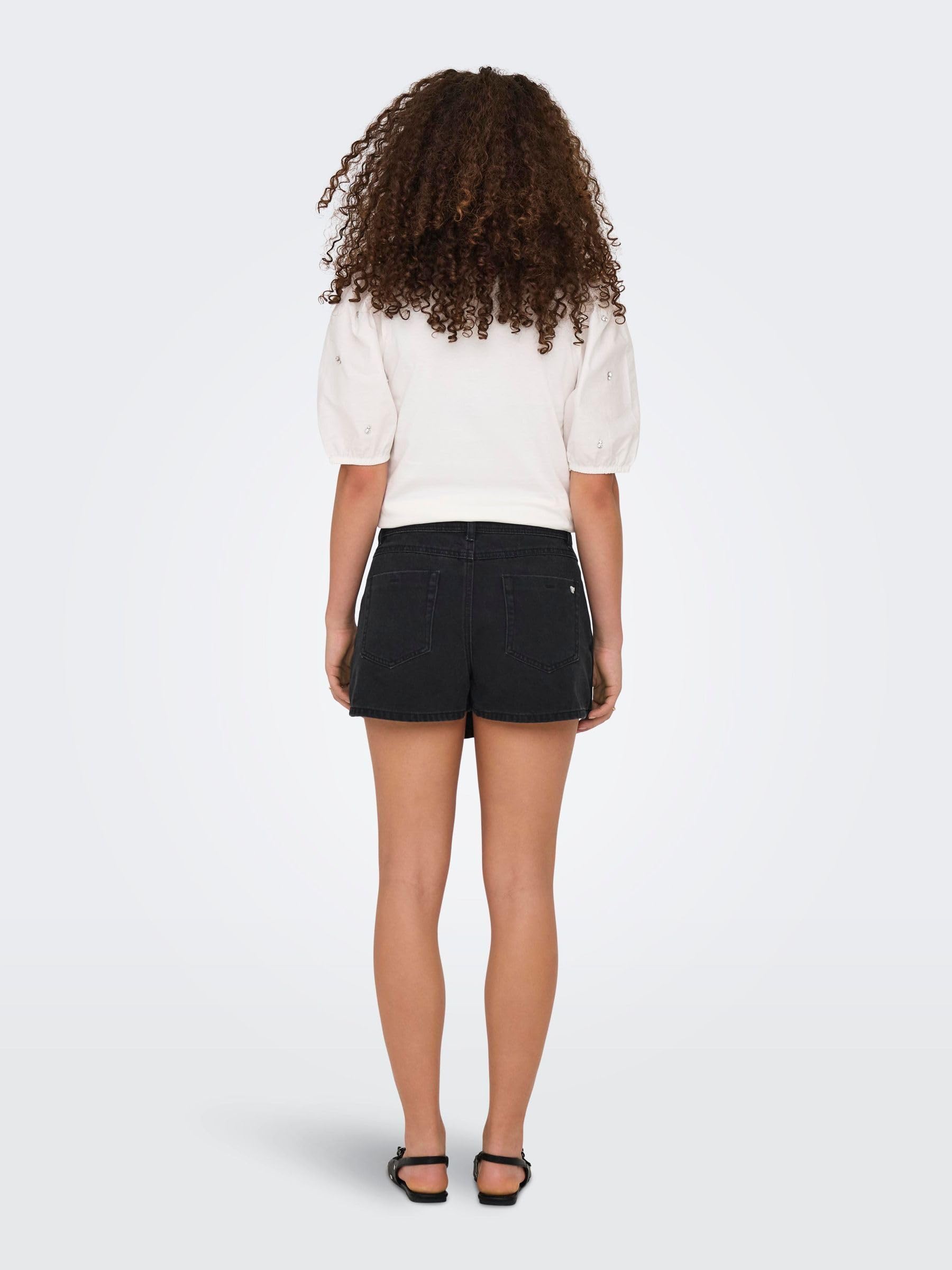 ONLY Onllesly Reg Lb DNM Bj Noos Mini Denim Wrap Skort, Washed Black, S