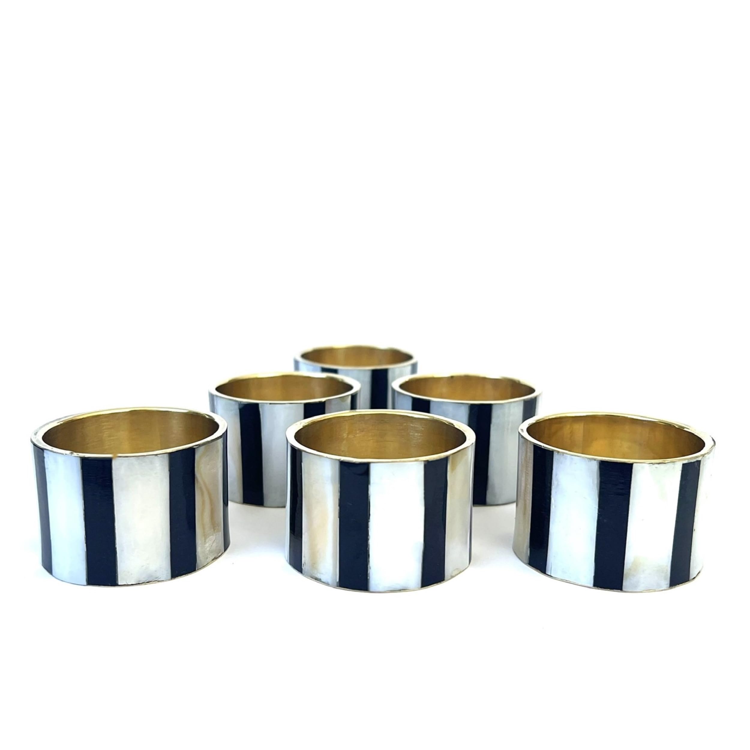 Serviettenringe Gold mit Natur Perlmutt Schwarz Weiß - Elegante Serviettenringe für Tisch Esszimmer Küche - Dekorative Moderne Serviettenringe - ASTER HOME (10)