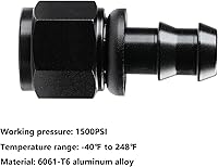 Vista 8 de Ucreative 8AN 90 Degree Push Lock Hose Fitting End Black 4PCS