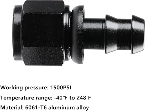 Miniatura 2 de Ucreative 8AN Straight Push Lock Manguera Extremo Negro 4PCS