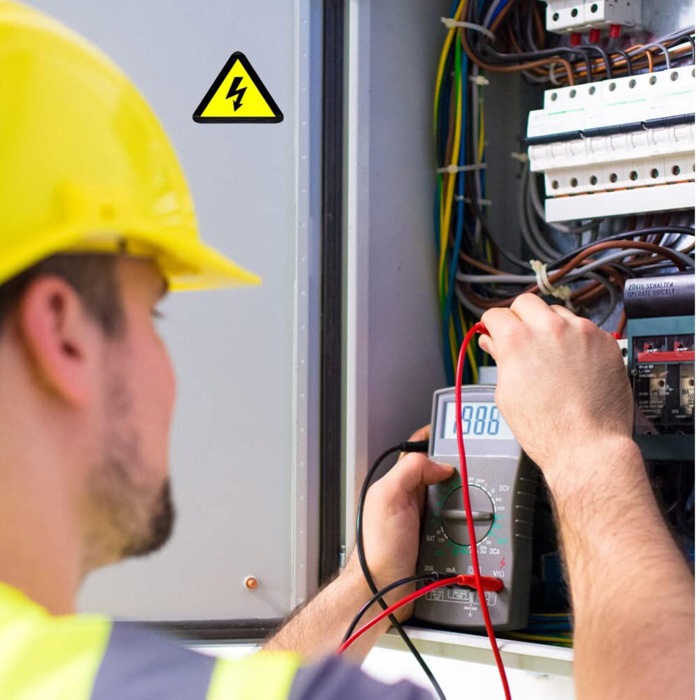 Operitacx Lot de 25 Étiquettes Autocollantes Jaunes de Mise en Garde Électrique pour Panneau Électrique, Adhésif de Sécurité Haute Tension pour Maison et Salle de Sport