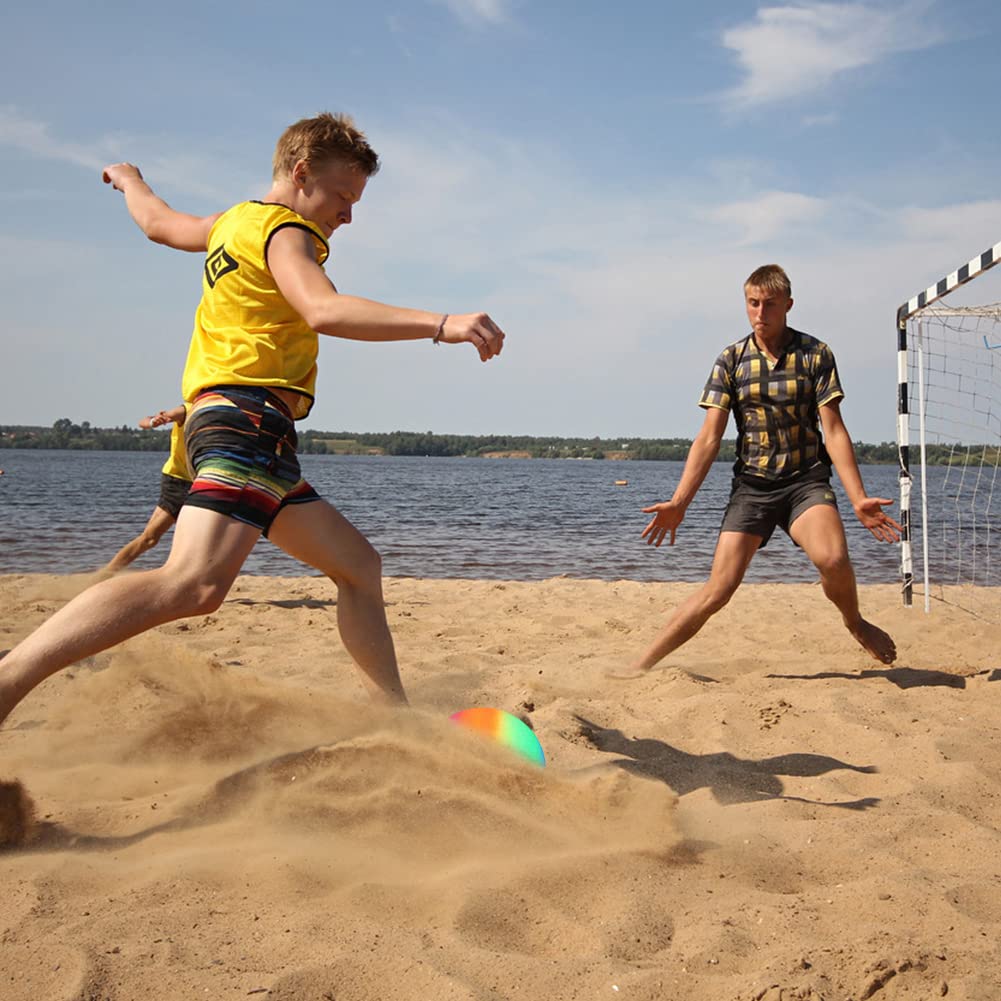 OSDUE Palline da Spiaggia Arcobaleno, 22cm PVC Palla Gonfiabile Spiaggia per Interni Esterni Spiaggia Piscina Palla Rimbalzante Pallone Calcio