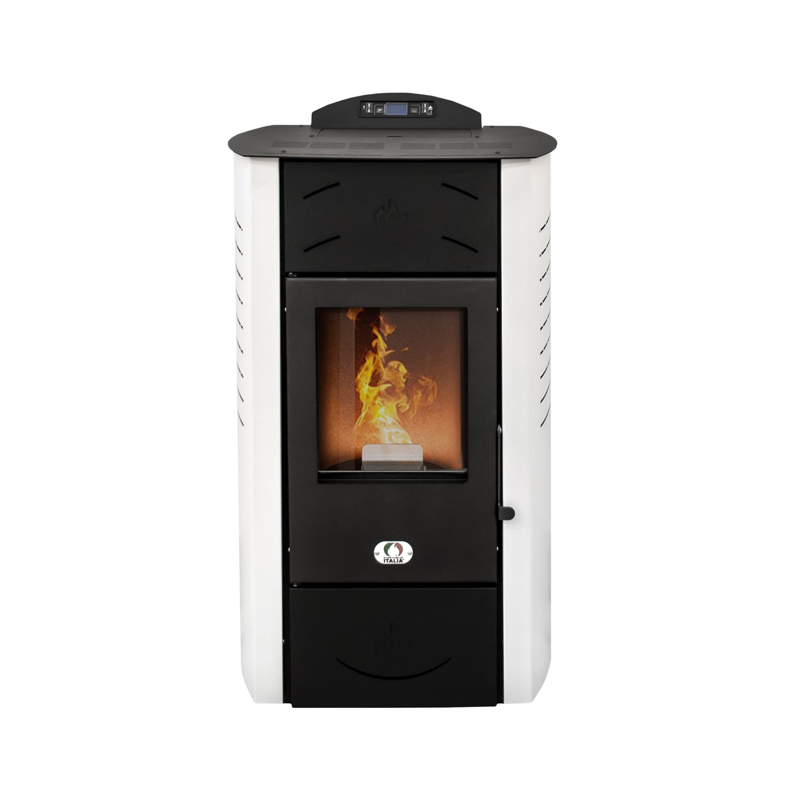 STUFE A PELLET ITALIA Siberia Idro 15 KW WiFi Hydro-Pelletöfen Heizung Warmwasser 90% Effizienz 90m² 20 Std Autonomie Programmierbar Weiß