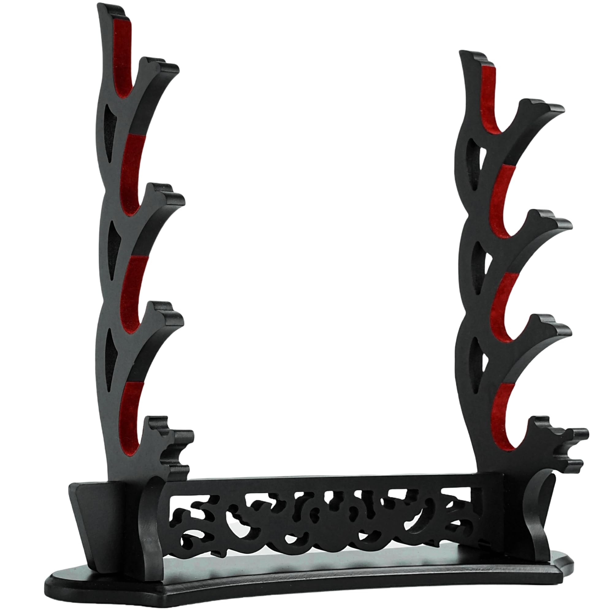 FLURSAILE Sword Stand Openwork Sword Rack Katana Sword Holder (4-Tier Padded)