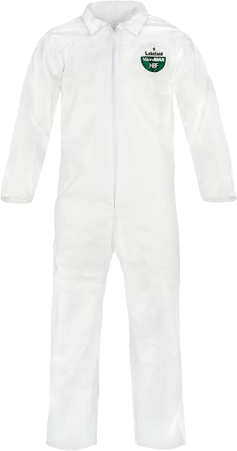 Lakeland MicroMax NS Microporous General Purpose Coverall, Disposable, Lightweight with Zipper Closure Open Wrist and Ankle Cuffs, X-Large, White - Case of 25 CTL412-XL