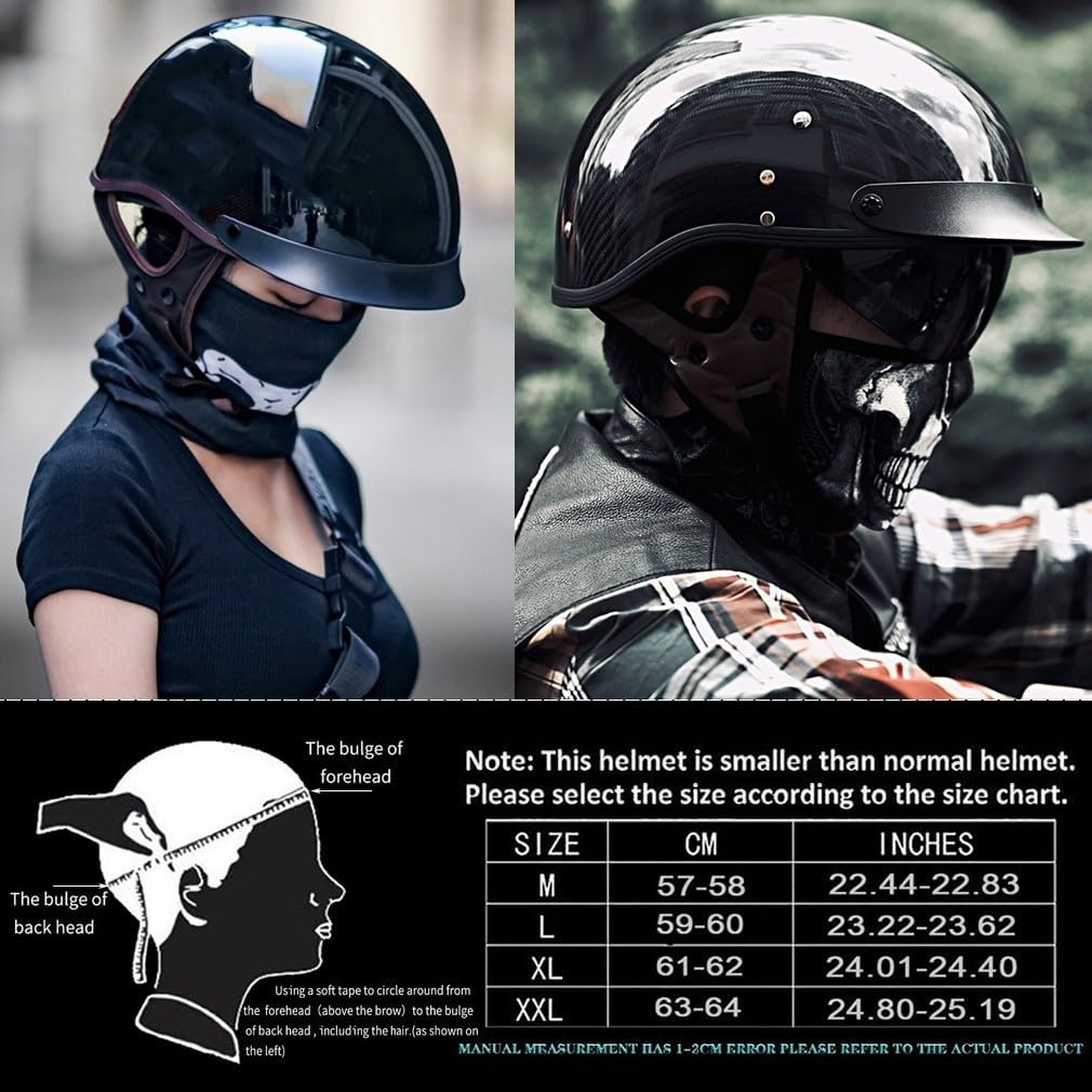Casque de Moto Vintage Demi-Casque Moto Ouvert Casque Jet Rétro Casque Bol avec Visière Homologué ECE Léger Casque Scooter Cyclomoteur pour Adulte Hommes et Femmes