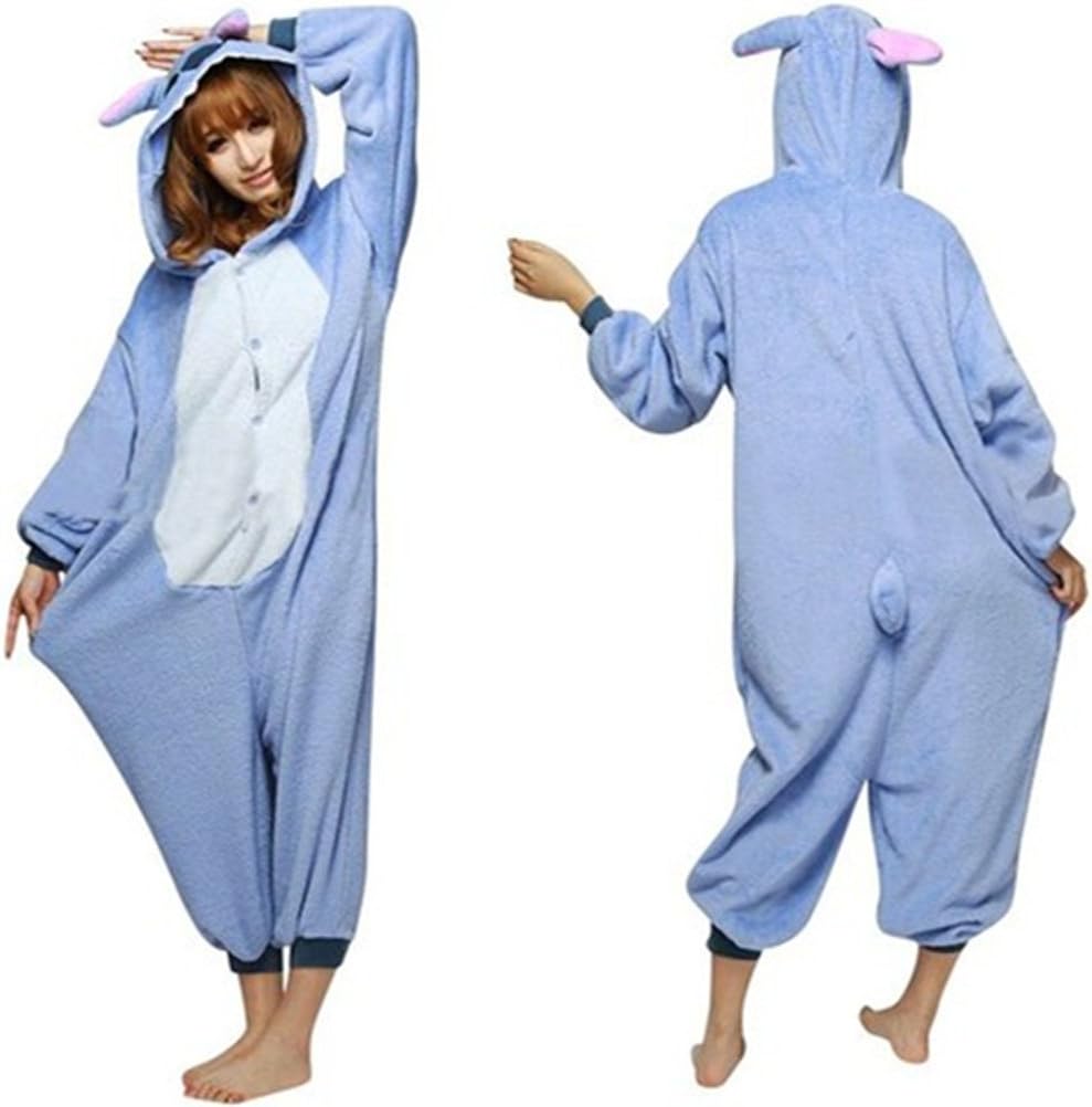 Blue Stitch Kigurumi Pajamas Adult Anime Cosplay Halloween Costume ,size L (70"-76")