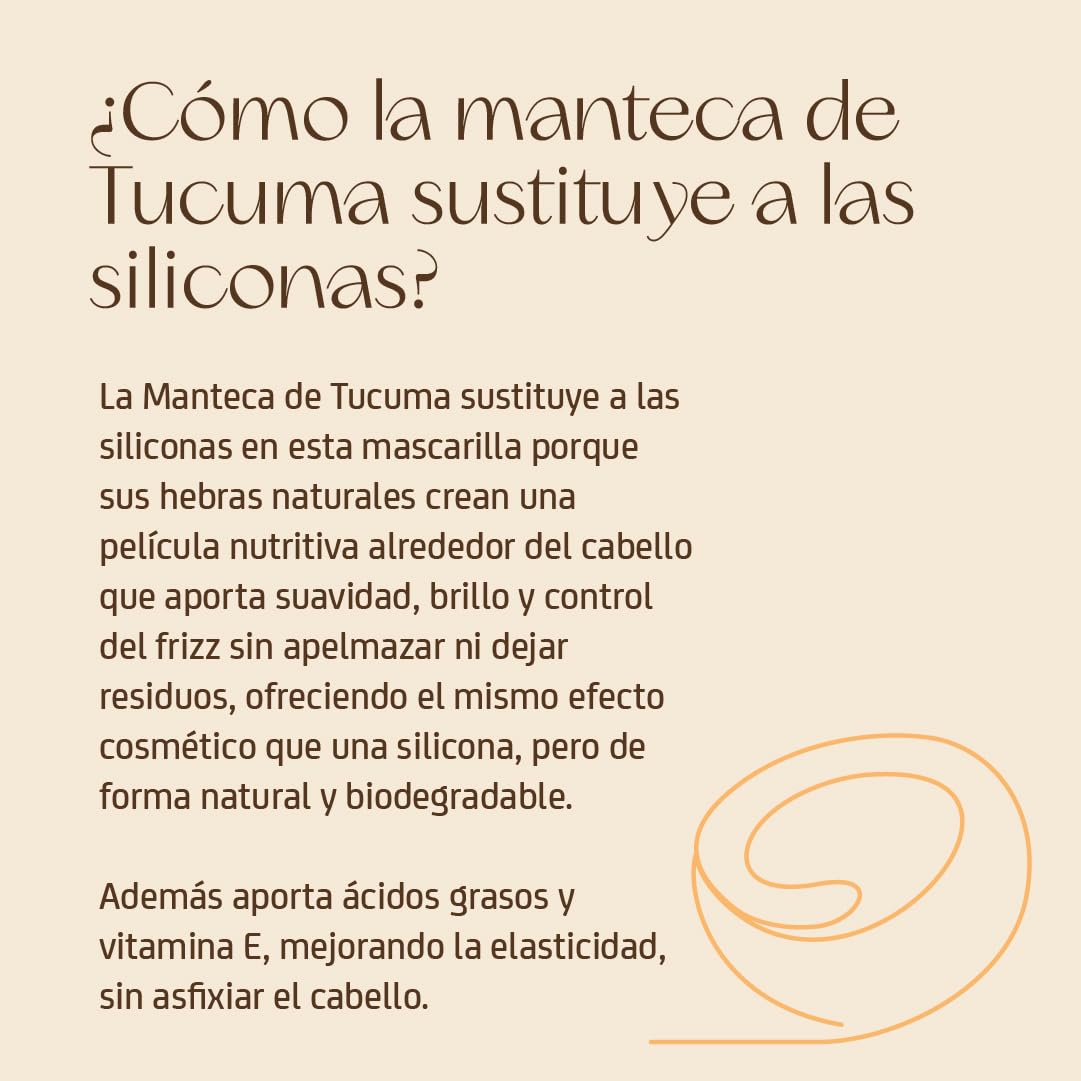 Nuggela & Sulé Tucuma Hair Mask - Intensa y Nutritiva. Activos 100% Naturales. Mascarilla con Manteca de Tucuma. Aroma Embriagador. 1 x 250 ml | Nutrición intensa