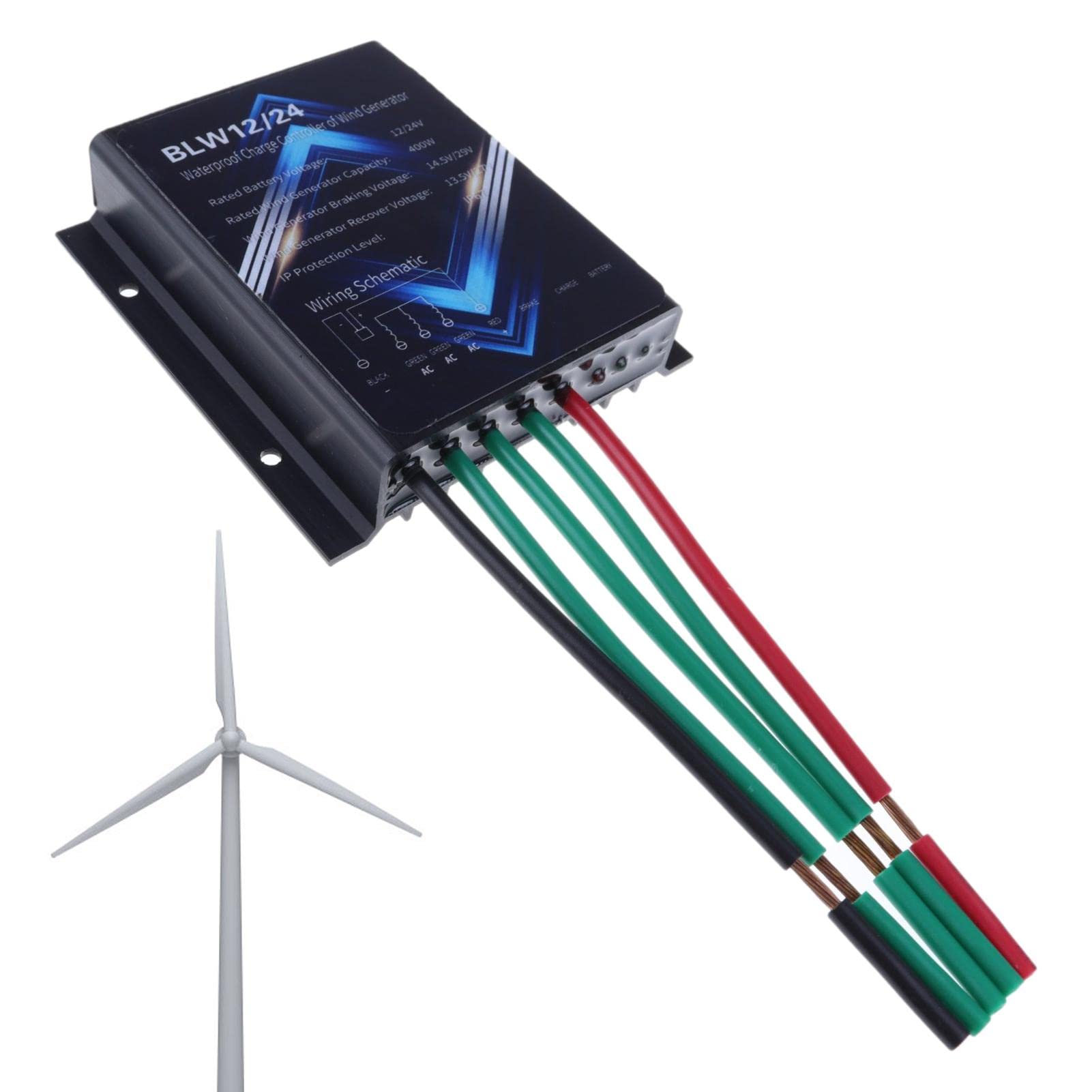Ubervia® 2 Pcs Automatic Wind Power Charge Regulator 400W, 400W DC 14.5-29V Wind Turbine Generator Charge Controller Regulator, IP67 Waterproof Wind Charge Controller, Overvoltage Speed-image-14