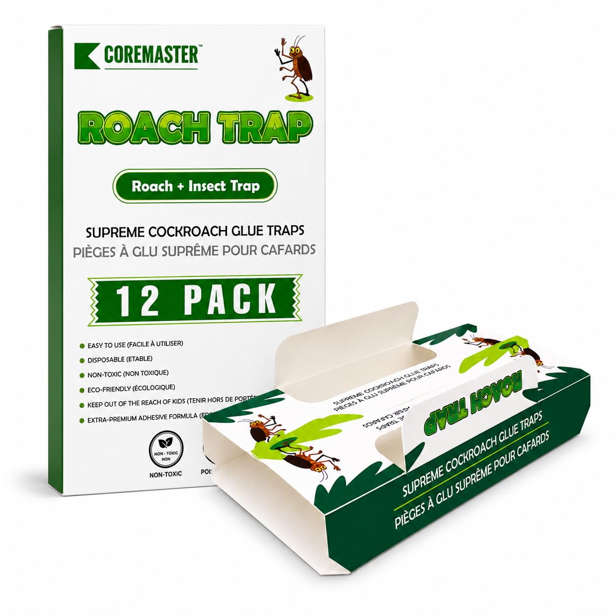 Cockroach Traps, 12-Pack, Larger and Multi-Entry Design Roach