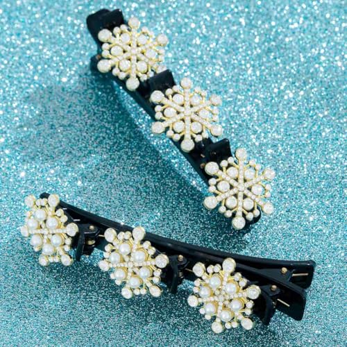Pinza trenzada con copo de nieve y cristal 2 piezas miniatura 6