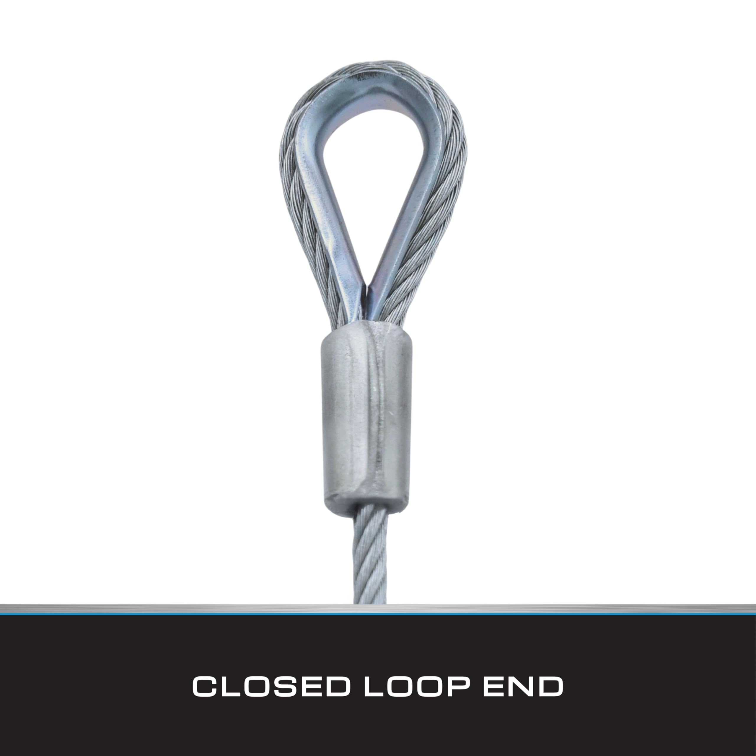 Tie Down Kabel do samolotu 7 x 19 – linka stalowa z pętlami – most/linka holownicza/linka do zawieszania – 0,6 cm x 14 m z klamrą