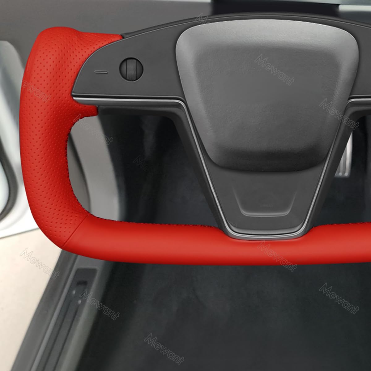MEWANT Hand Naai Echt Lederen Auto Stuurhoes Wrap Voor Tesla Yoke Model S Plaid 2021-2023/Model X 2021-2023 Stuurwiel Accessoires Voor Tesla Yoke