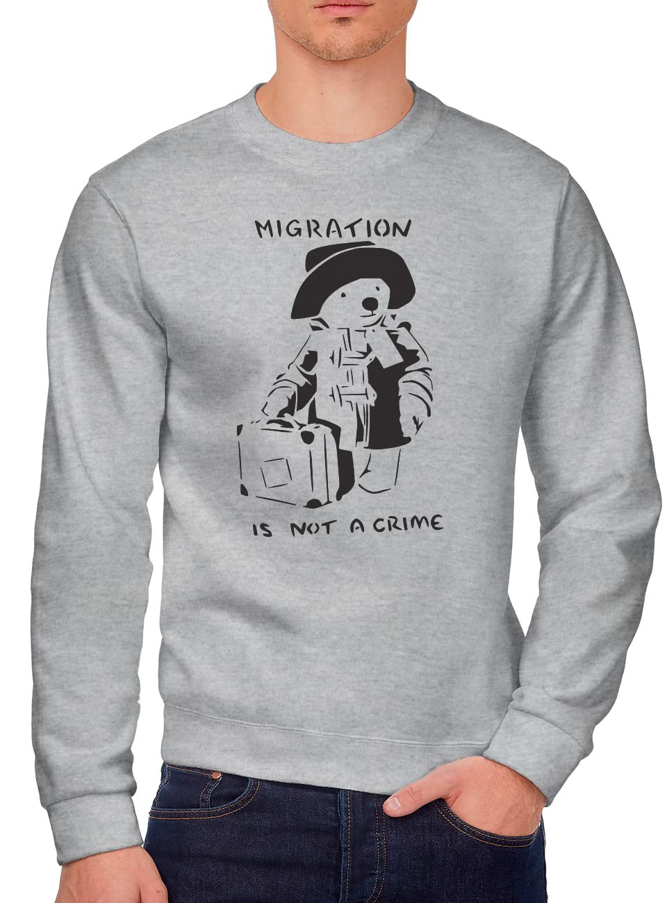 HotScamp Migration is not a Crime Banksy Men's Sweatshirt - Heather Grey Large