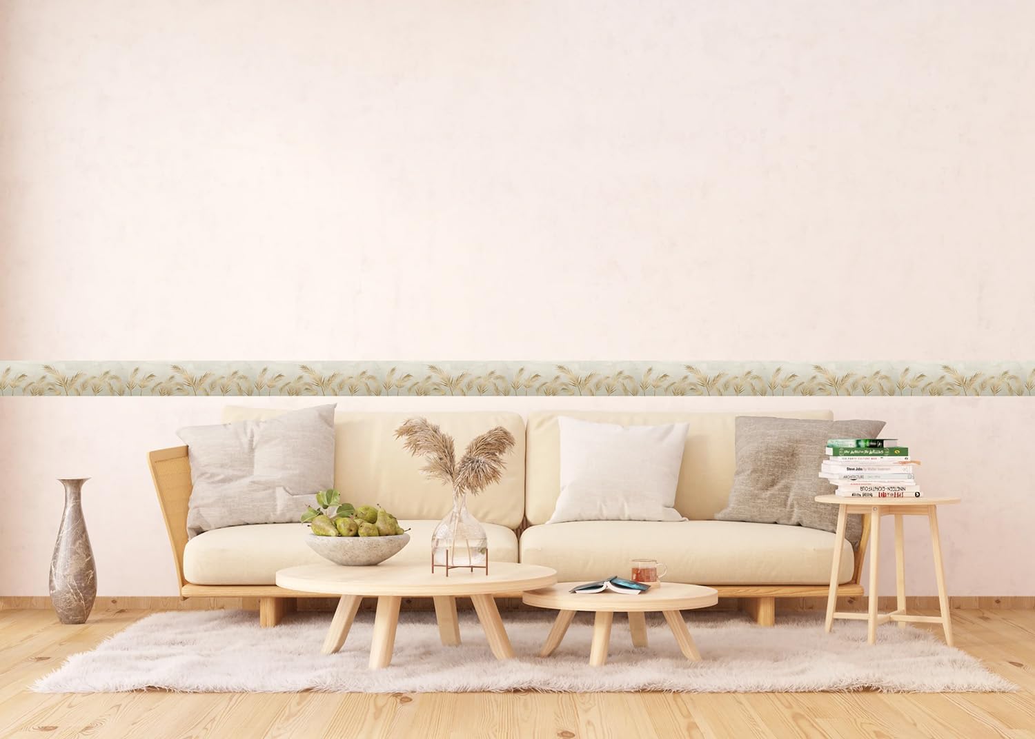 AG Design AWB 8292 Self-Adhesive Border Golden Leaves Self-Adhesive Decoration for Walls, Furniture, Wallpaper, Wall Coverings and Doors, Film, Multicoloured, Width 500 cm x Height 14 cm