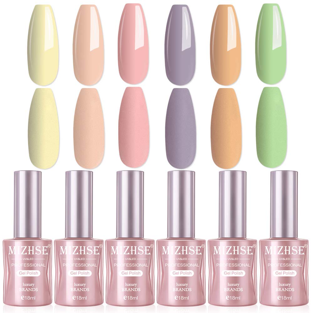 Amazon.com : MIZHSE 6X18ML Rainbow Gel Nail Polish Set - Summer Sweet Candy  Collection Pink Yellow Orange Purple Gel Polish Kit Turquoise Green Nail  Gel Polish Soak Off LED Lamp DIY Home
