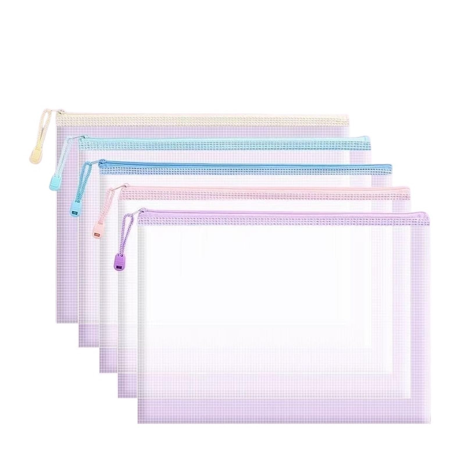 Lot de 24 pochettes en plastique transparent avec fermeture éclair pour documents, fournitures de bureau pour le rangement de documents de bureau