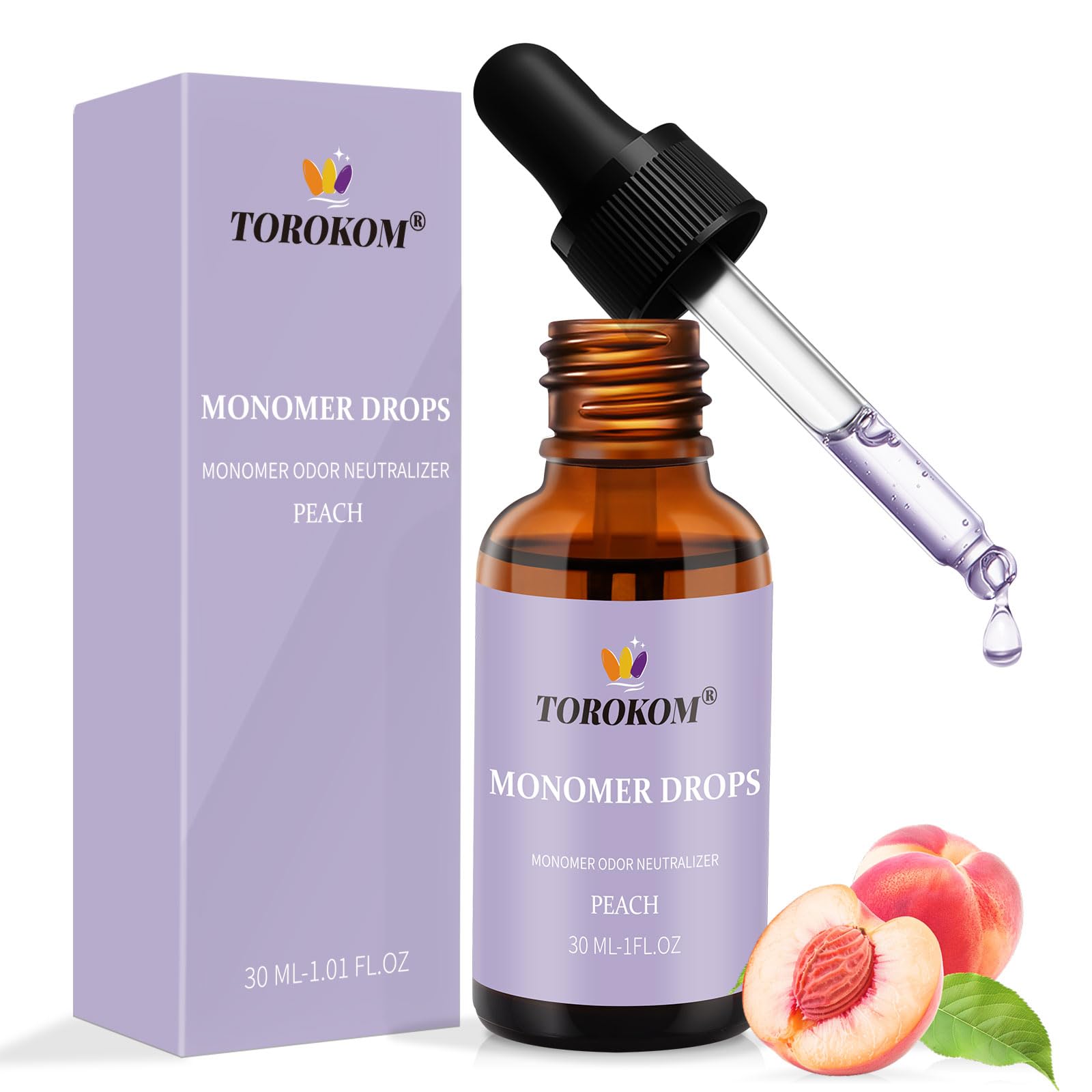 TOROKOM Akrylowy monomer neutralizator zapachów, monomer brzoskwiniowy, dezodoryzator, środek do usuwania zapachów do płynów akrylowych, neutralizator zapachów do studia paznokci i domu