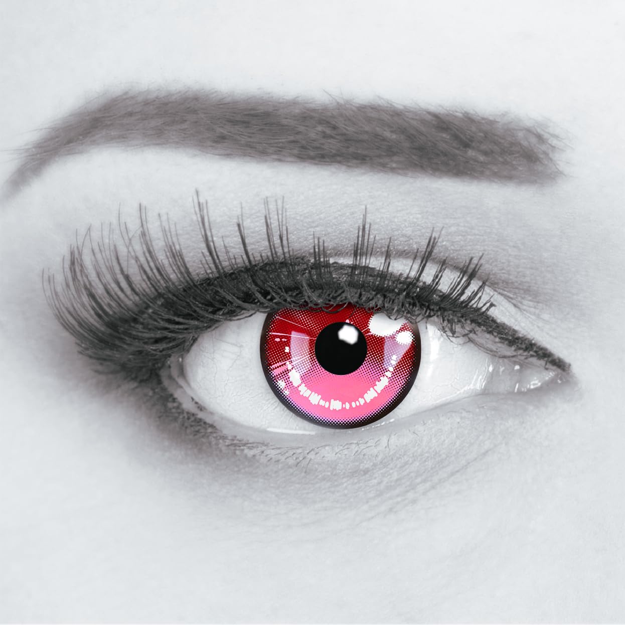 Meralens Lenti a Contatto Colerate 'Anime Arc 2 Pink' - Cosplay Rosa senza Gradazione - con porta lenti a contatto - ideali per Manga Anime Halloween – Durata 1 Anno - 1 Coppia senza correzione