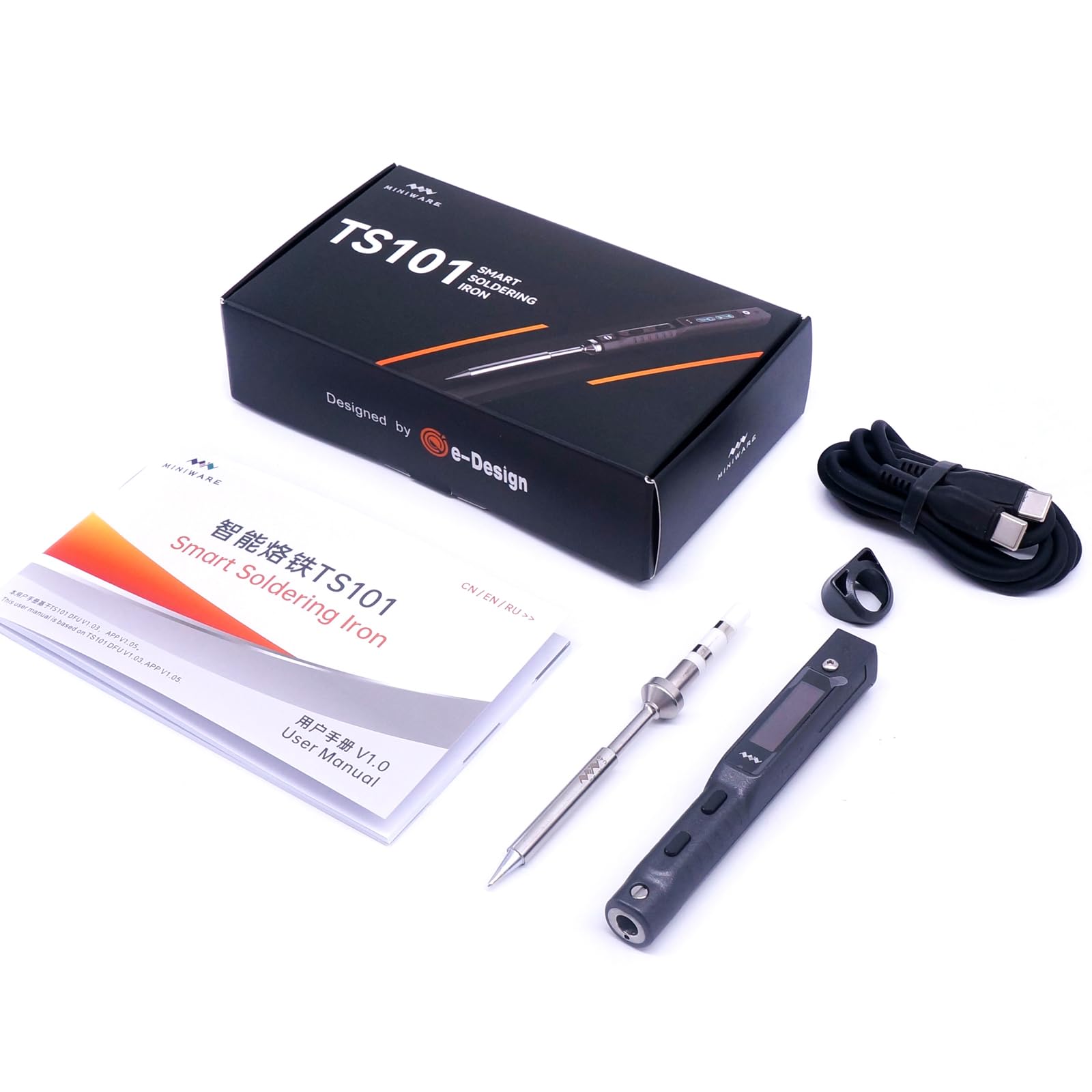 MINIWARE TS101 Soldering Iron Welding Machine BC2 Tips Portable Digit DC5525 USB-C 65W Temperature Adjustable 50-400°C Original Digital OLED Programmable