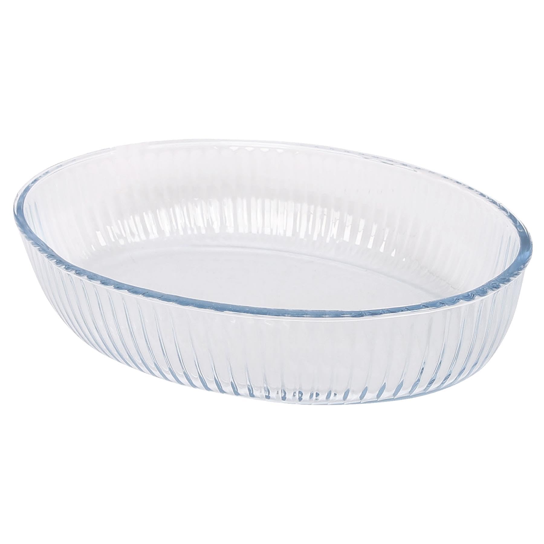 Argon Tableware Optical Oval Glass Oven Dish - 35cm x 24cm - 1x Large Deep Baking Casserole Lasagne Roasting Roaster Cooking Tray Bowl | Microwave Safe, Freezer Safe