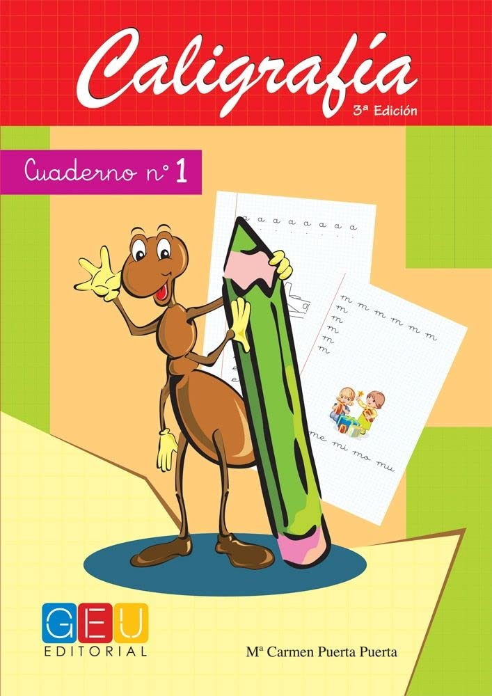 Caligrafía con pauta de cuadrícula - Cuaderno 1 / Editorial GEU/ Mejora la escritura / Correcta realización del trazo / Cuadrícula de 4 mm
