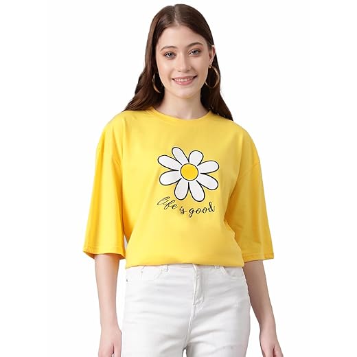 KOTTY Women’s Graphic Printed T-Shirt – Soft Cotton Blend Tee for Everyday Style