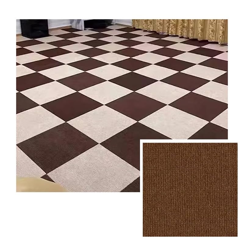 Dalles de moquette 30x30 cm marron foncé réutilisables et rembourrées pour salon | Pack de 20