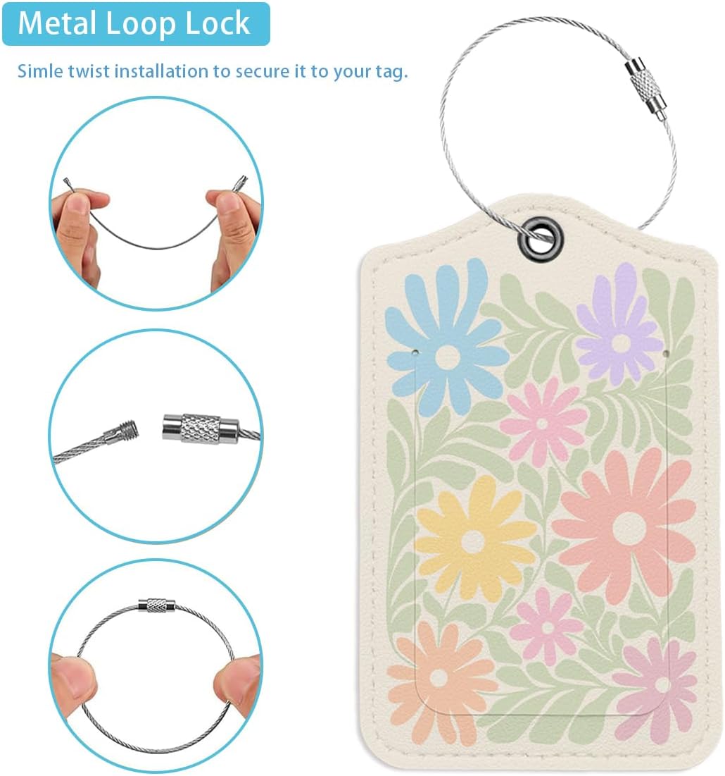 Flowers Preppy Cowgirl Luggage Tags for Suitcases, Preppy Luggage Tag, Back to School for Students, Trendy 2 Pack Luggage Tags for Travel, Funky Teen Girl Gifts Suitcase Tags
