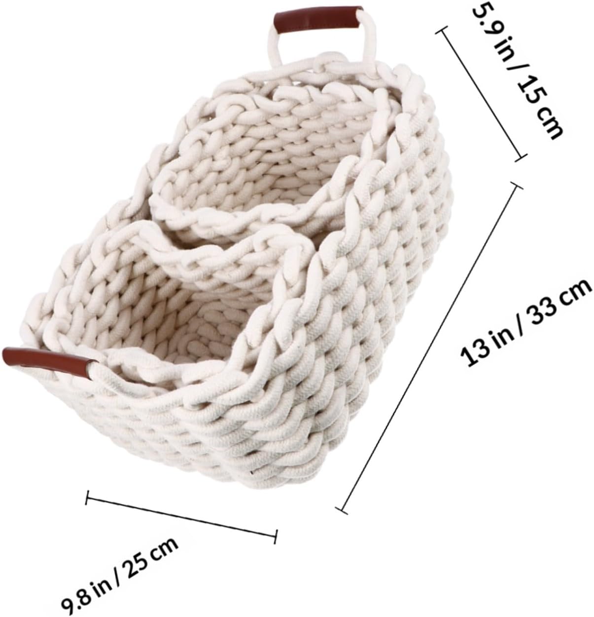 SEWACC Woven Cotton Rope Storage Baskets, 3pcs White Multipurpose Sundry Organizers for Home Pantry and Closet