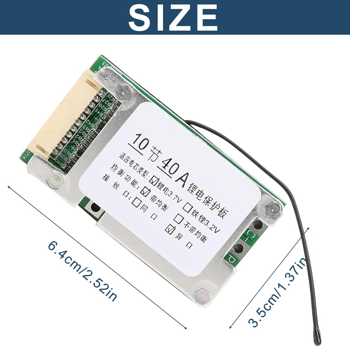 Płytka ochronna akumulatora litowego 10S 36V 30A Li-Ion, moduł BMS PCB z funkcją ochrony przed przeładowaniem/przeciążeniem/prądem przetężeniowym/zwarciem, płyta równoważąca