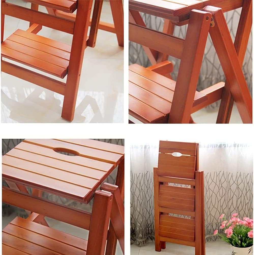 Lightweight Woodgrain 3 Step Ladder Folding Step Stool Stepladders Home and Kitchen Step Ladder Sturdy and Wide Pedal Ladders Maximum Load 150kg (Brown 2 Steps)