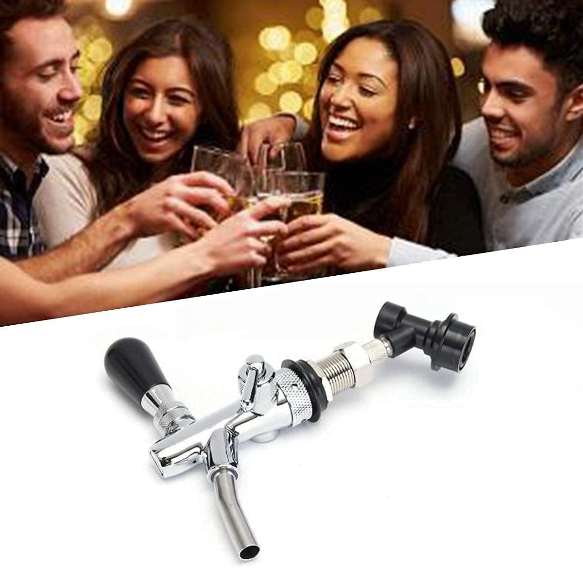 Robinet à Bière, G5/8 Robinet de Bière Longue Tige Réglable Keg avec Arrêt de Liquide à Verrouillage à Bille pour Bars Hôtels Restaurants