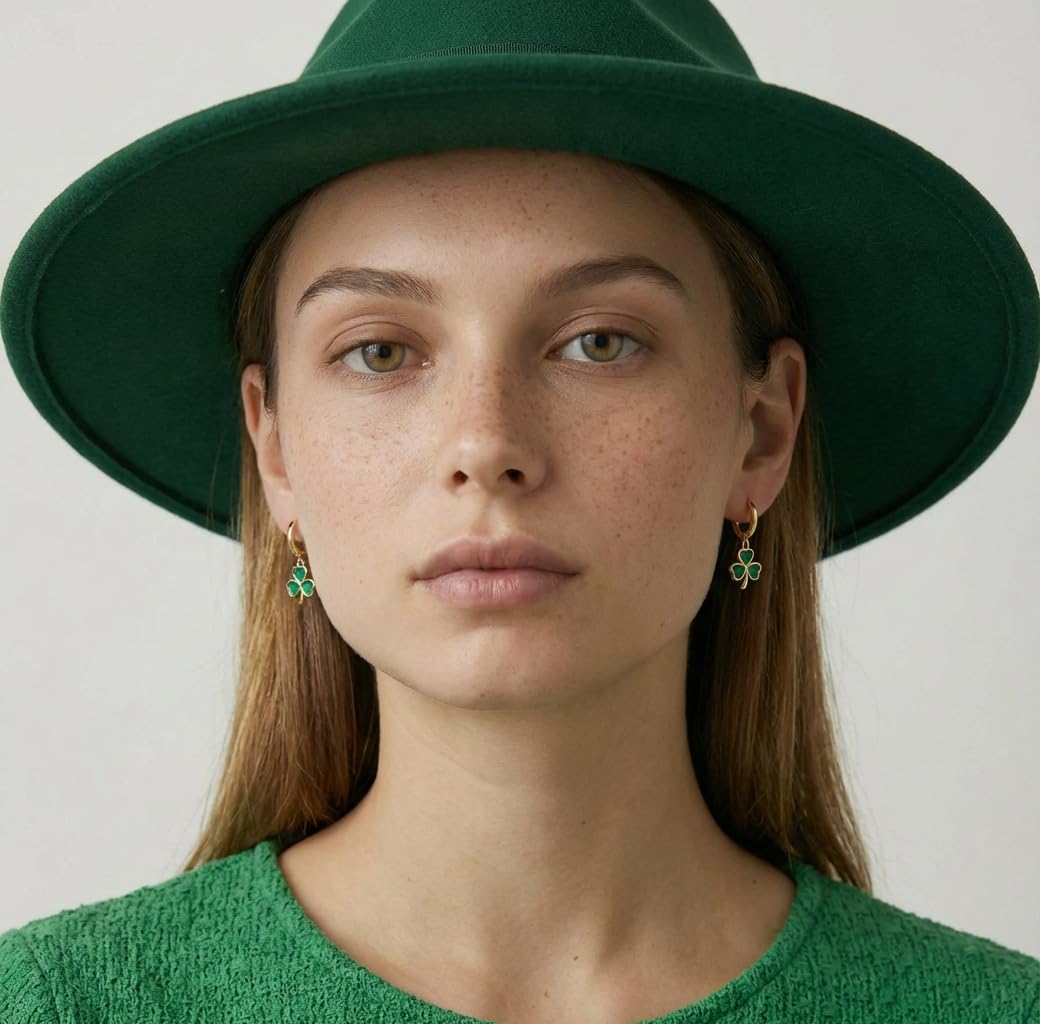 SLUYNZ 925 Sterling Silver Green Heart Clover Dangle Earrings for Women Teen Girls CZ Shamrock Drop Earrings for Spring - Image 2