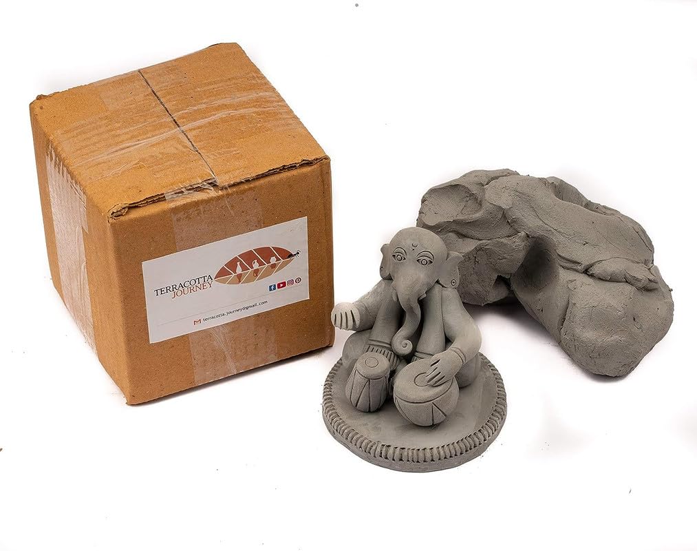 Terracotta Journey DIY Shadu Clay Dough Ready to Use for Home Made Organic Eco-Friendly for Ganesha Festival |NonToxic Natural & Soft for Kids Adults Sculpture and Modeling at School | 1 Kilogram - White 2