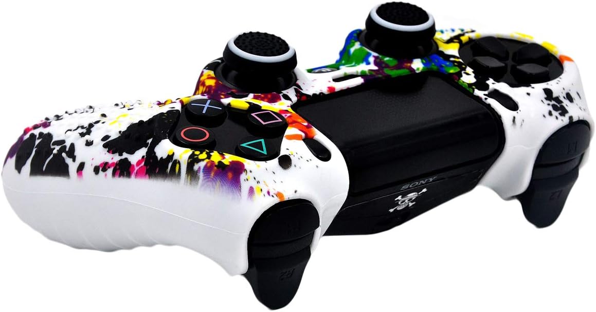 Taifond Anti-Slip Silicone Controller Cover Protective Skins for PS4/SLIM/PRO Controller with 2 Thumb Grip Caps& 2 LED Light Bar(Colorful)