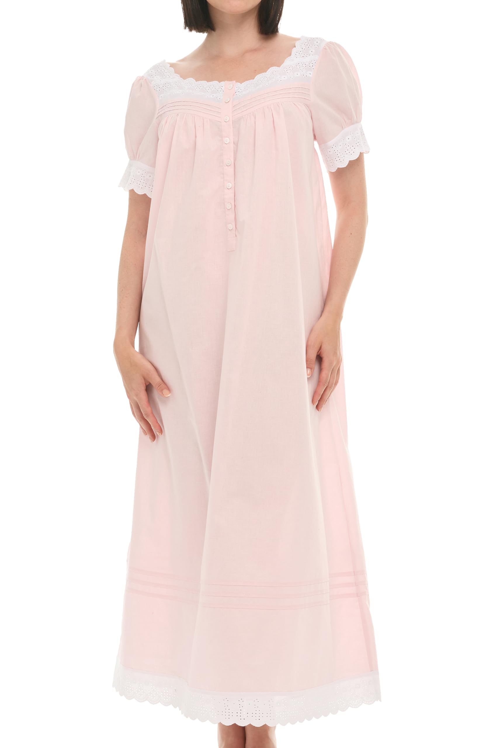 Alexander Del RossaWhite Cotton Nightgowns for Women, Summer Nightgowns for Women Soft Cotton