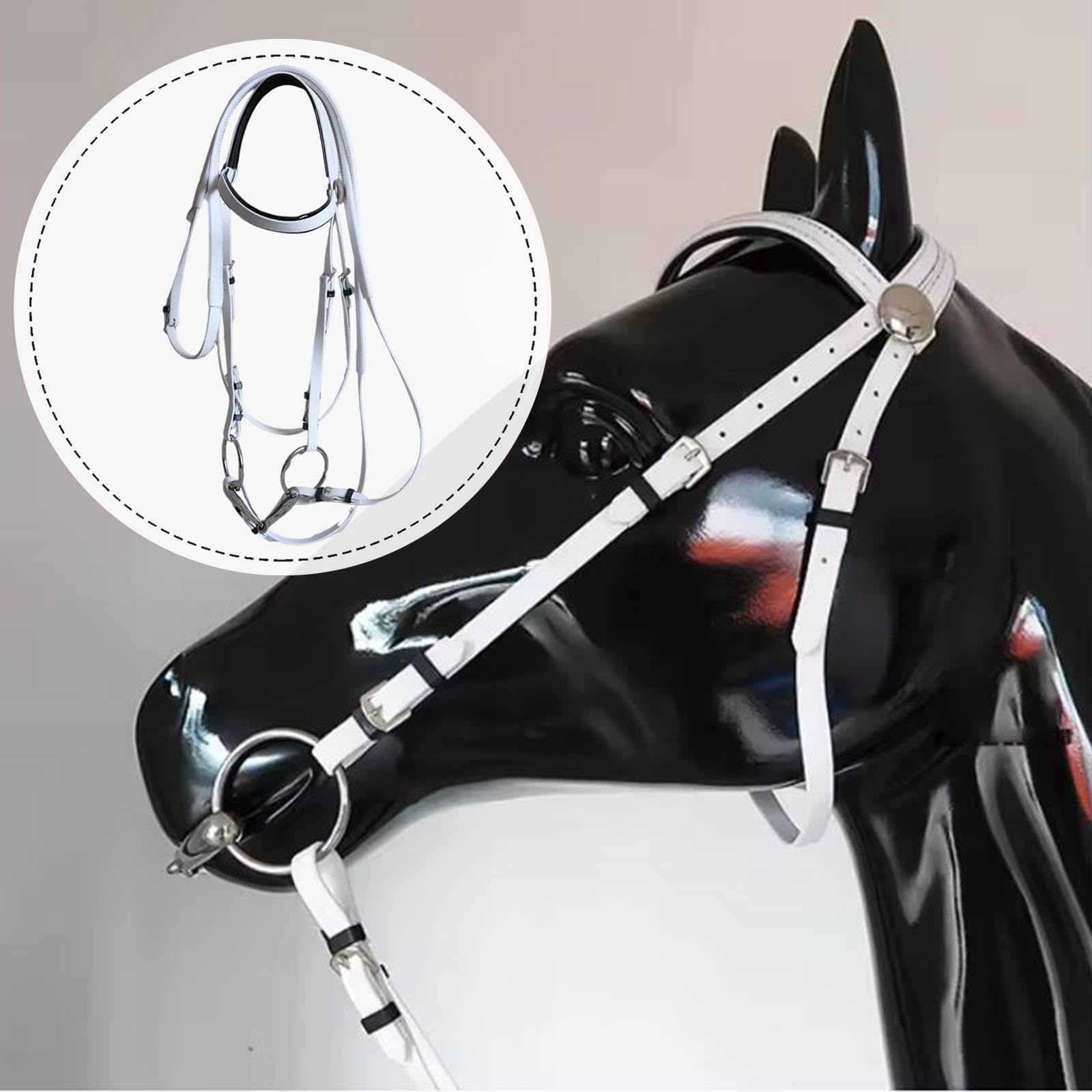 perfk Brida de Caballo con rienda de Acero Inoxidable, de Anilla, arnés Ecuestre, Cabestro de Cuerda para Montar, para clásica de Club