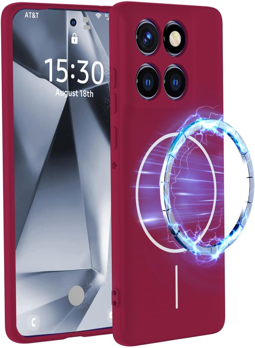 YUXING Magnetic Case for Motorola Edge 60 Fusion/Edge 60 Silicone Phone Case Compatible with MagSafe Accessories Shockproof Non-Slip Soft Protective Case with Microfiber Lining - Red
