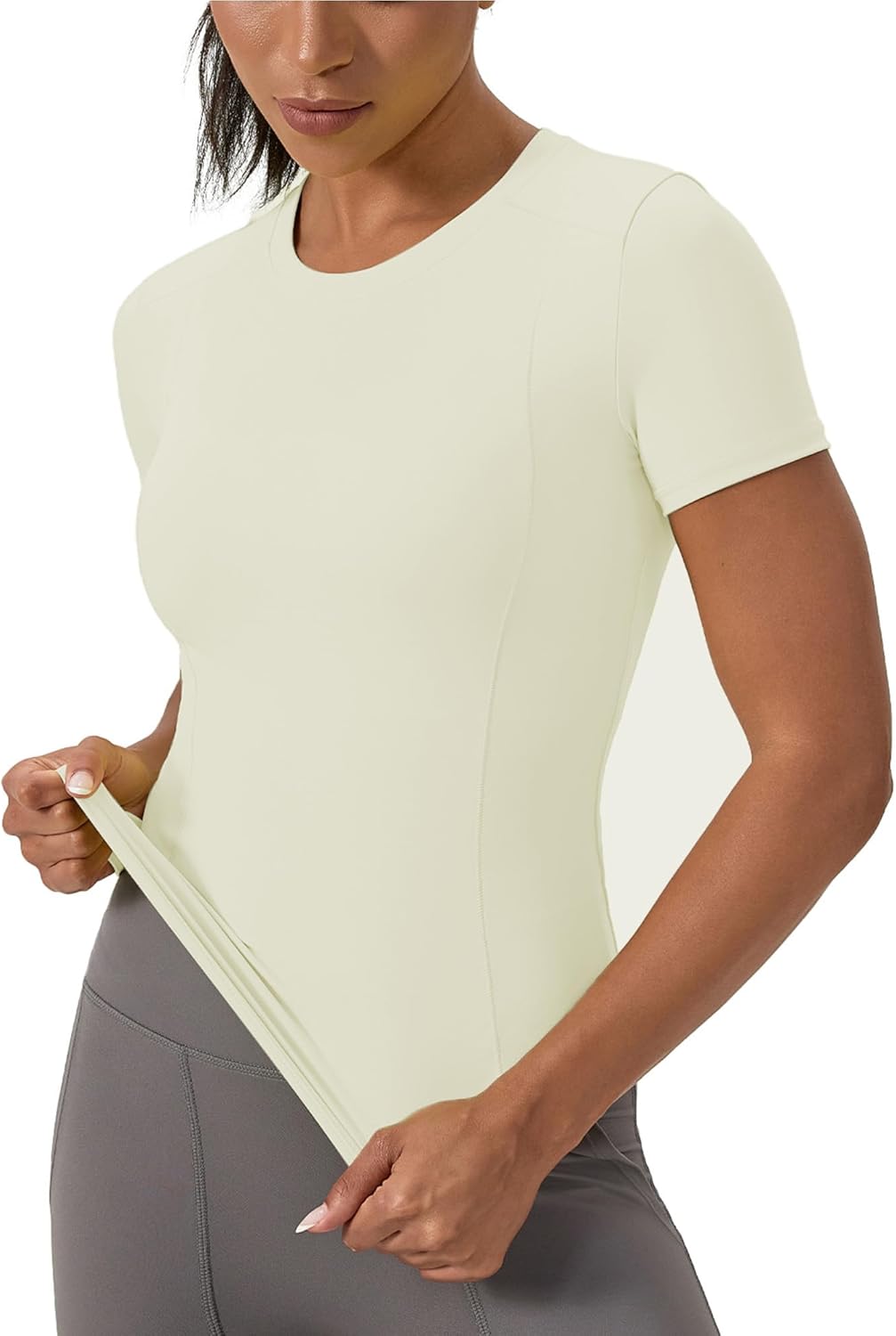 Women's Compression Shirts Short Sleeve Crewneck Athletic Nylon Workout Tops Yoga Gym Quick Dry Tee Shirts - Image 2