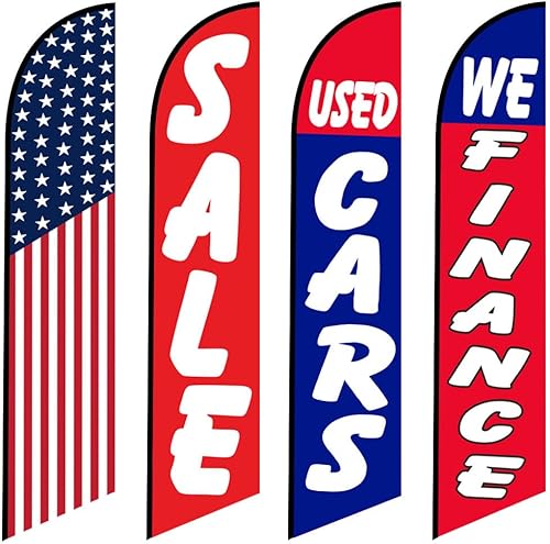 VASERINK4 Swooper Banderas Coche Usado Auto Venta Americana Rojo Blanco Azul Patriótico Nosotros Finanzas