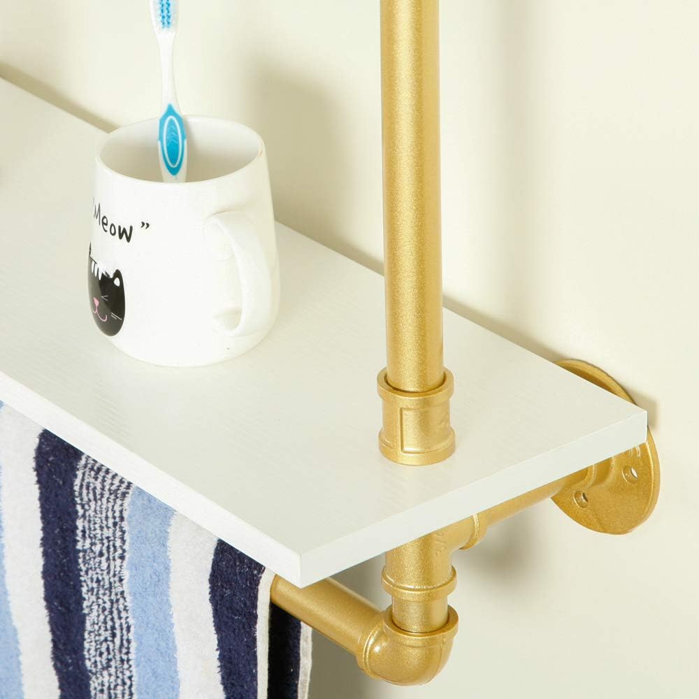 One-Day Sale: Up to 40% Off Ethemiable Industrial Vintage Pipe Bathroom Shelves,24in Wood Shelf with Towel Bar,Wall Mounted 2 Tier Storage Towel Rack,Metal Floating Shelving Towel Holder,Rustic Farmhouse Shelf (24 L, Gold) 🔥 Flash Sale Ethemiable Industrial Vintage Pipe Bathroom Shelves,24in Wood Shelf with Towel Bar,Wall Mounted 2 Tier Storage Towel Rack,Metal Floating Shelving Towel Holder,Rustic Farmhouse Shelf (24 L, Gold)